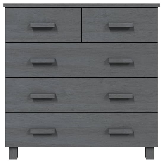 Ronen Pine Wood Chest Of 5 Drawers In Dark Grey