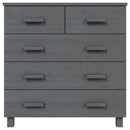 Ronen Pine Wood Chest Of 5 Drawers In Dark Grey