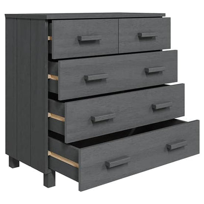 Ronen Pine Wood Chest Of 5 Drawers In Dark Grey