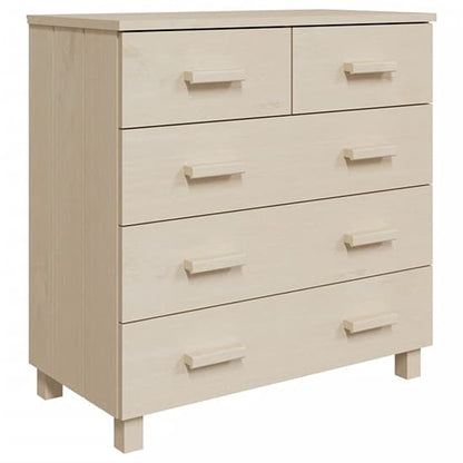 Ronen Pine Wood Chest Of 5 Drawers In Honey Brown