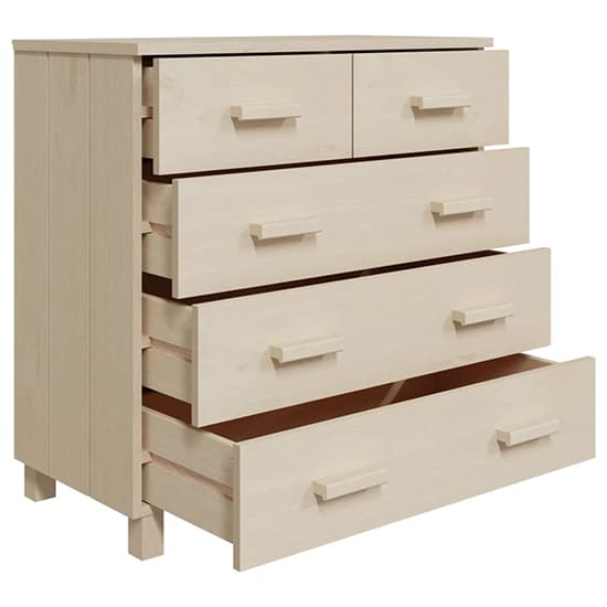 Ronen Pine Wood Chest Of 5 Drawers In Honey Brown