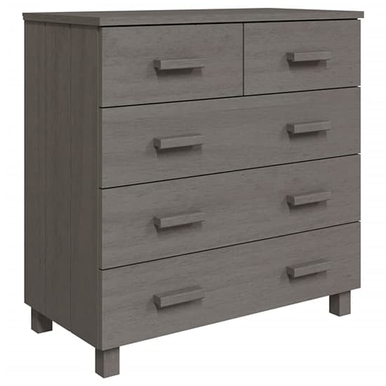 Ronen Pine Wood Chest Of 5 Drawers In Light Grey