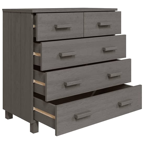 Ronen Pine Wood Chest Of 5 Drawers In Light Grey