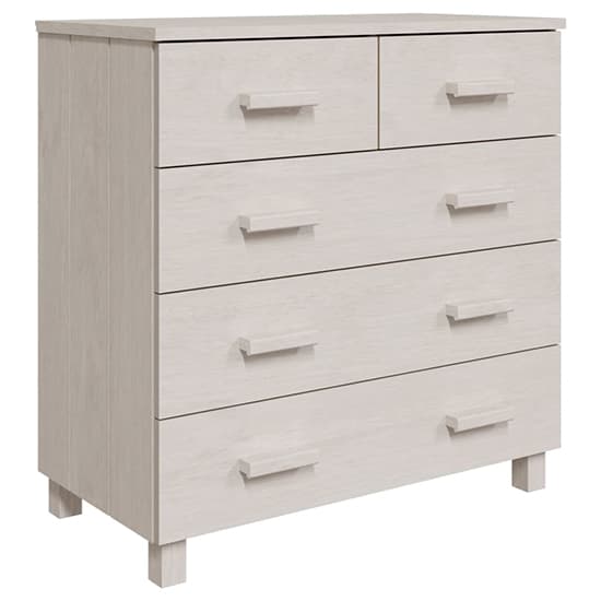 Ronen Pine Wood Chest Of 5 Drawers In White