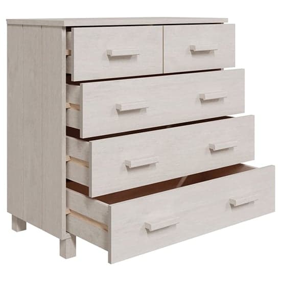 Ronen Pine Wood Chest Of 5 Drawers In White