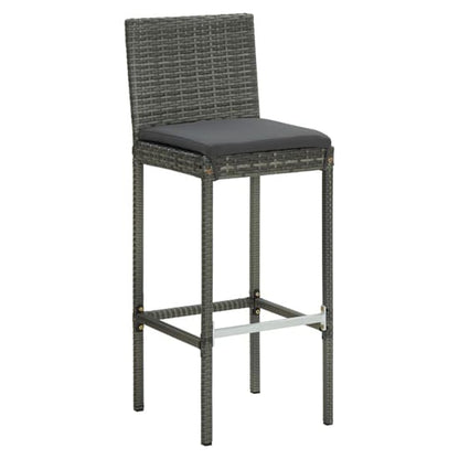 FURCO Outdoor Bar Set with Acacia Wood Table and 4 Grey Rattan Chairs