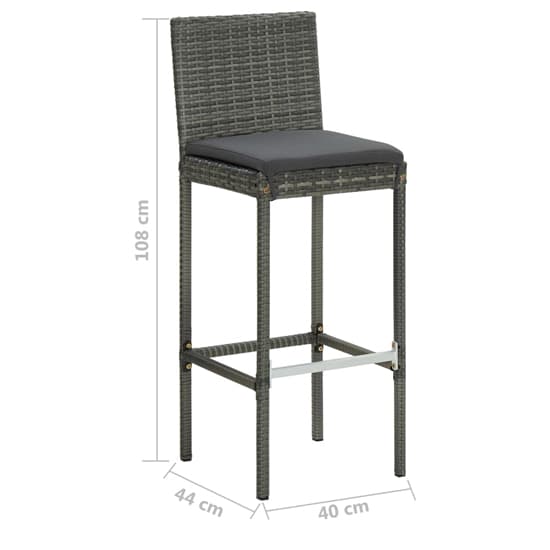 FURCO Outdoor Garden Bar Set with Solid Acacia Wood Table and 4 Grey PE Rattan Chairs