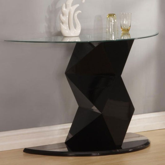 Centralia Black High Gloss Modern Console Table with Clear Glass Top - Stylish & Durable