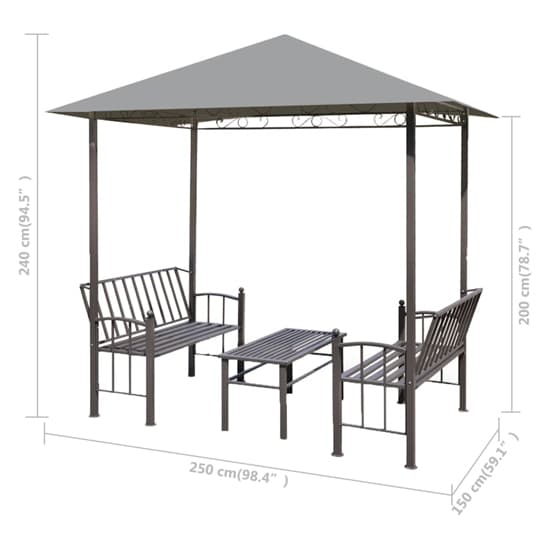 Ruby Garden Pavilion With 1 Table And 2 Benches In Anthracite