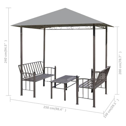 Ruby Garden Pavilion With 1 Table And 2 Benches In Anthracite