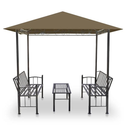 Ruby Garden Pavilion With 1 Table And 2 Benches In Taupe