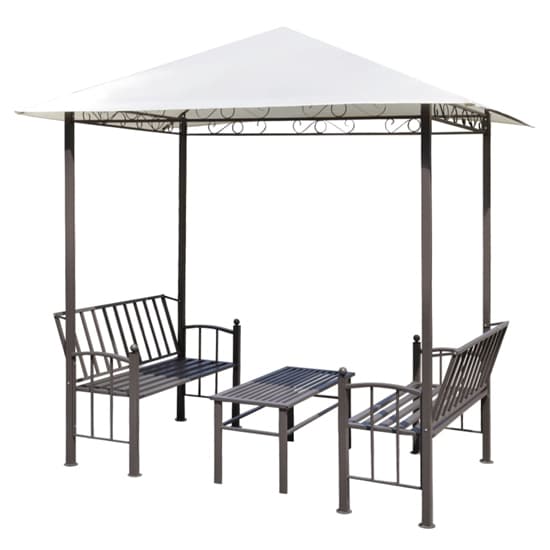 Ruby Garden Pavilion With 1 Table And 2 Benches In White