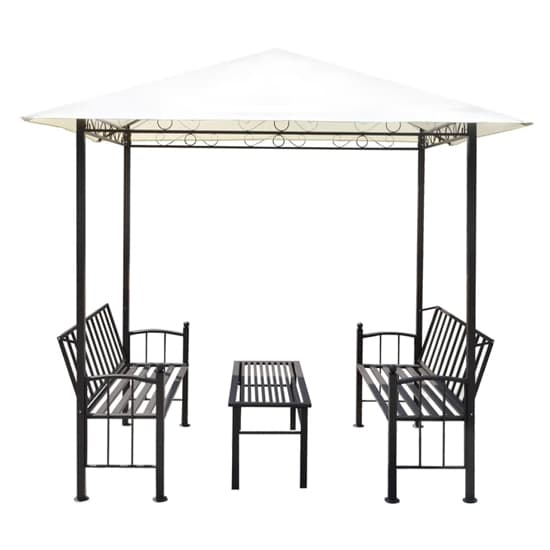 Ruby Garden Pavilion With 1 Table And 2 Benches In White