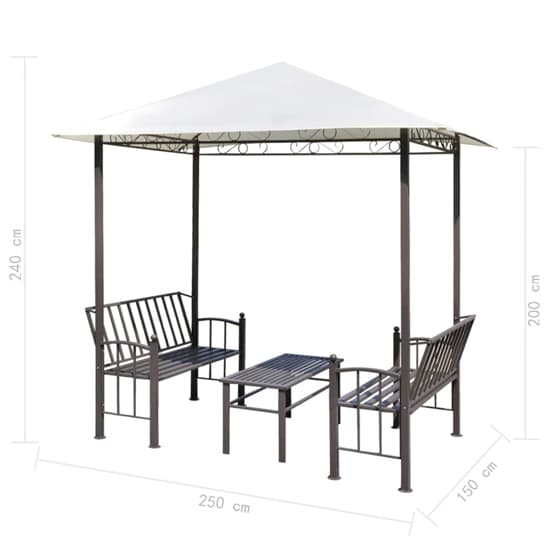 Ruby Garden Pavilion With 1 Table And 2 Benches In White