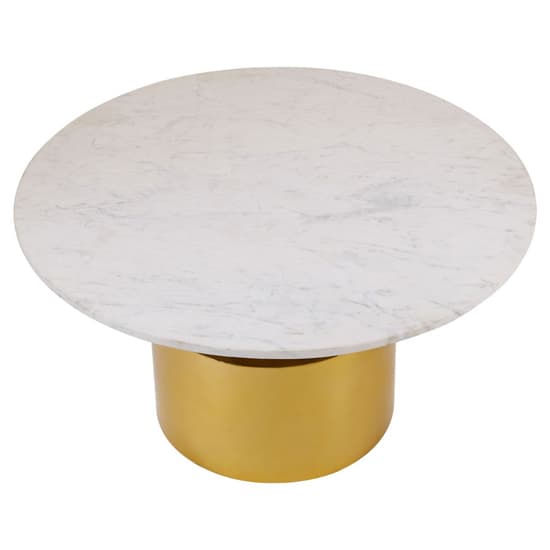 FURCO Modern White Marble Coffee Table with Gold Base