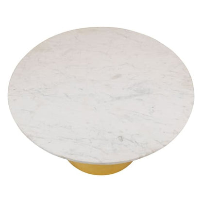 FURCO Modern White Marble Coffee Table with Gold Base