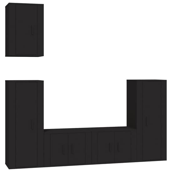 Modern Wall-Mounted Black Wooden TV Unit with Storage Solutions