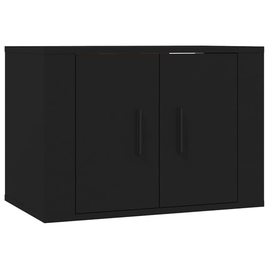 Modern Wall-Mounted Black Wooden TV Unit with Storage Solutions