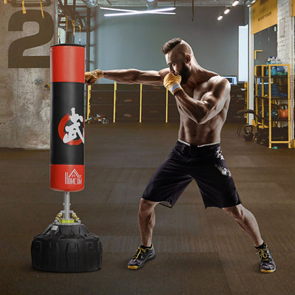 HOMCOM 0'' Adult Freestanding Boxing Punch Bag Stand w/ Fillable Base Absorption Springs Suction Cups Professional Work Out Home Gym