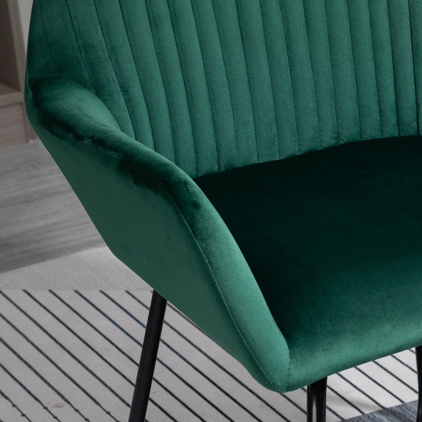 HOMCOM elvet-Feel Plisse Back Accent Chair - Green