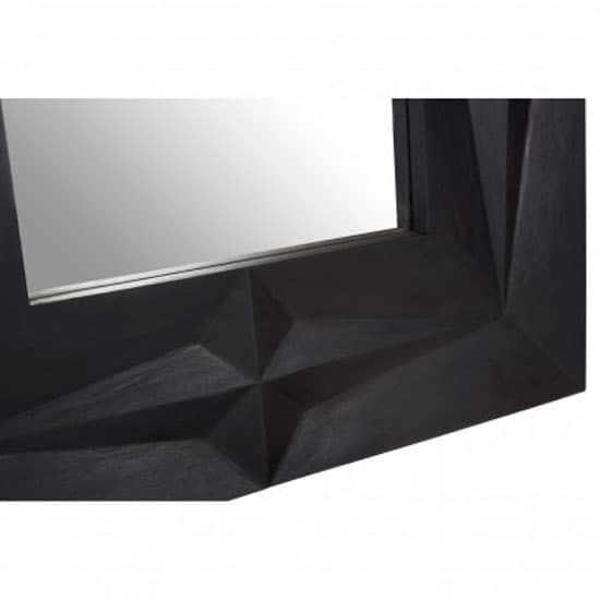 FURCO Sabara Black Framed Square Wall Mirror - Bohemian Style with 3D Effect, Sustainable Mango Wood, 122cm