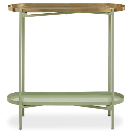 FURCO Sabina Green and Gold Metal Console Table - Modern Luxe Design for Home Decor