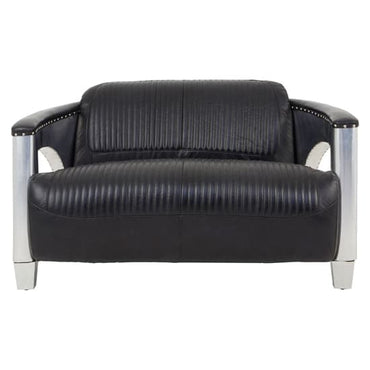 Sadalmelik Upholstered Leather 2 Seater Sofa In Black