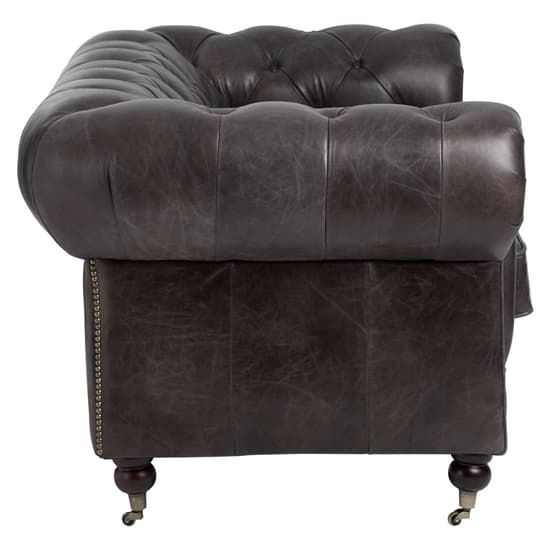 Sadalmelik Upholstered Leather 2 Seater Sofa In Dark Grey