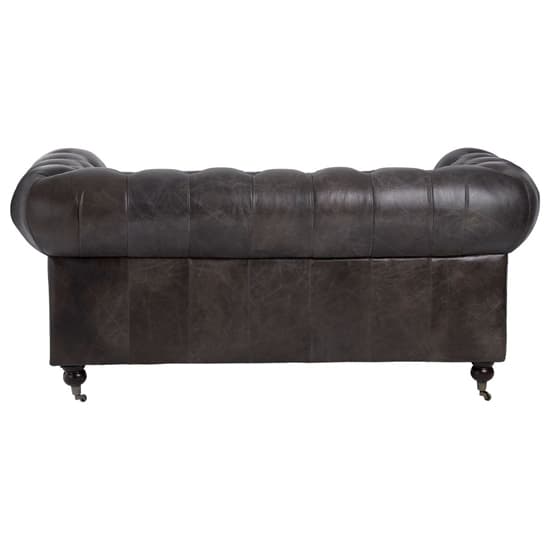 Sadalmelik Upholstered Leather 2 Seater Sofa In Dark Grey