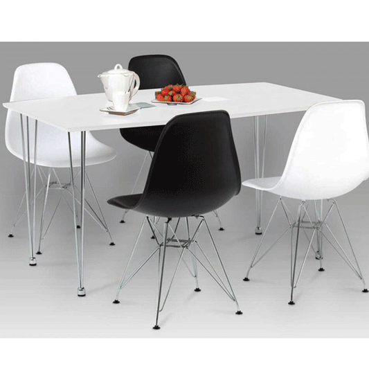 Sleek White High Gloss Eastleigh Dining Table with Durable Chrome Legs - Modern Elegance - Nestium