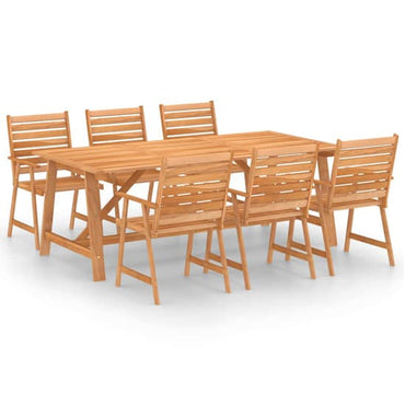 FURCO Salado 7 Piece Acacia Wood Outdoor Dining Set - Weather-Resistant Garden Furniture in Natural Finish