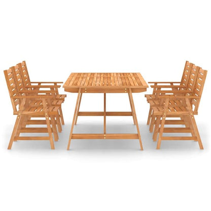 FURCO Salado 7 Piece Acacia Wood Outdoor Dining Set - Weather-Resistant Garden Furniture in Natural Finish