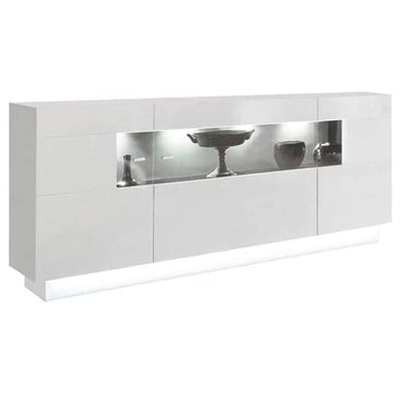 Salina High Gloss Sideboard 3 Doors In White With LED Lighting