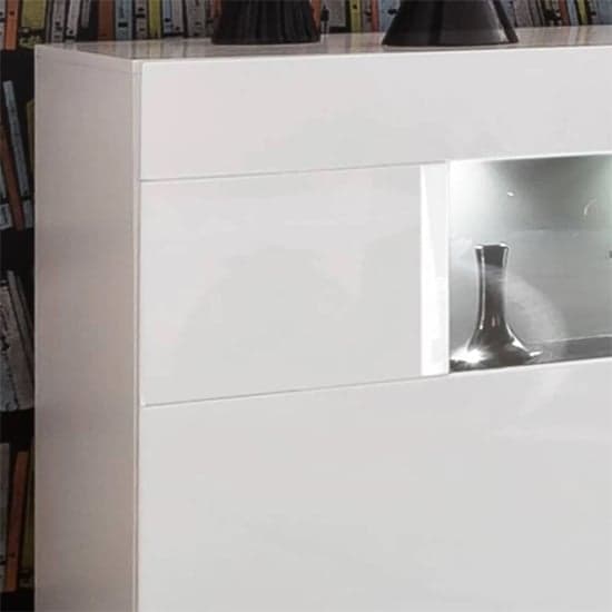 Salina High Gloss Sideboard 3 Doors In White With LED Lighting