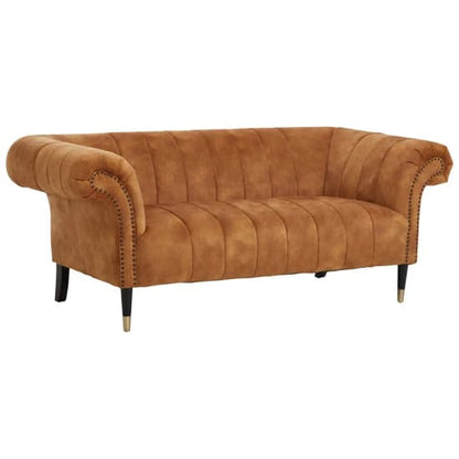 Salta Velvet 2 Seater Sofa In Gold With Pointed Legs