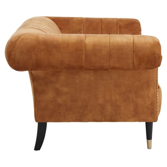 Salta Velvet 2 Seater Sofa In Gold With Pointed Legs