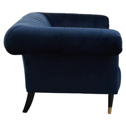 Salta Velvet 2 Seater Sofa In Midnight Blue With Pointed Legs