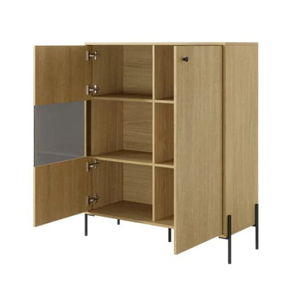 Salta Wooden Display Cabinet With 2 Doors In Salta Oak With LED