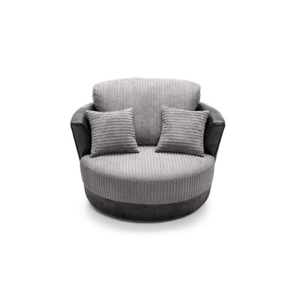 FURCO Nathaniel Swivel Tub Chair - Modern Black and Grey Chenille Upholstery