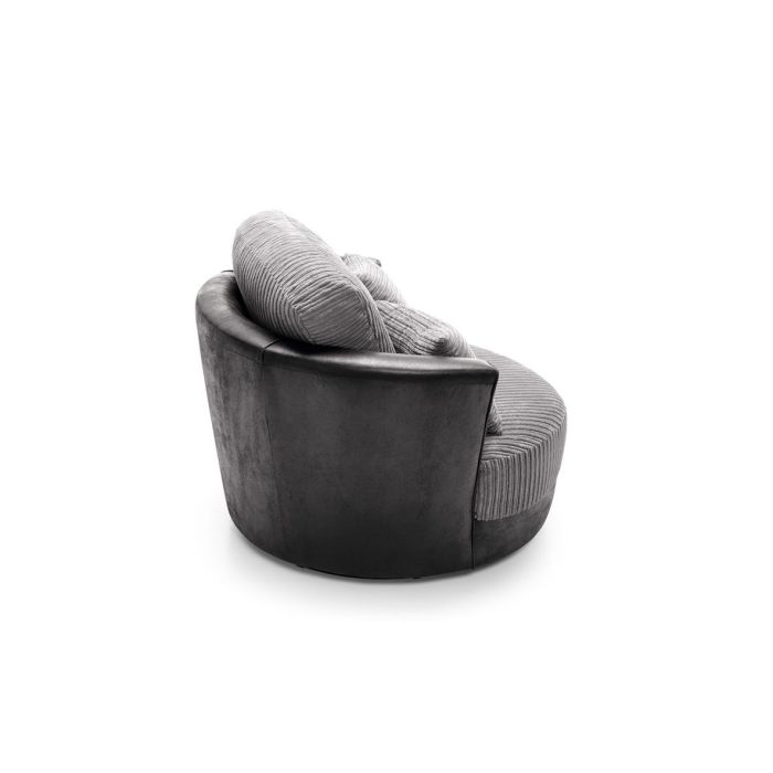 FURCO Nathaniel Swivel Tub Chair - Modern Black and Grey Chenille Upholstery