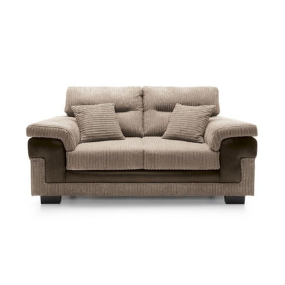 FURCO Nathaniel Chenille Brown 2-Seater Sofa with Plush Cushions and Solid Wooden Frame