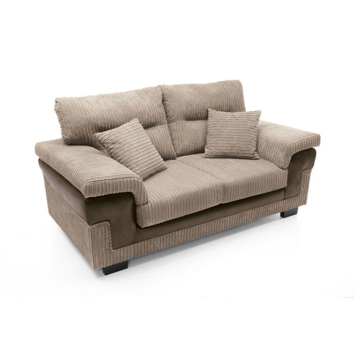 FURCO Nathaniel Chenille Brown 2-Seater Sofa with Plush Cushions and Solid Wooden Frame