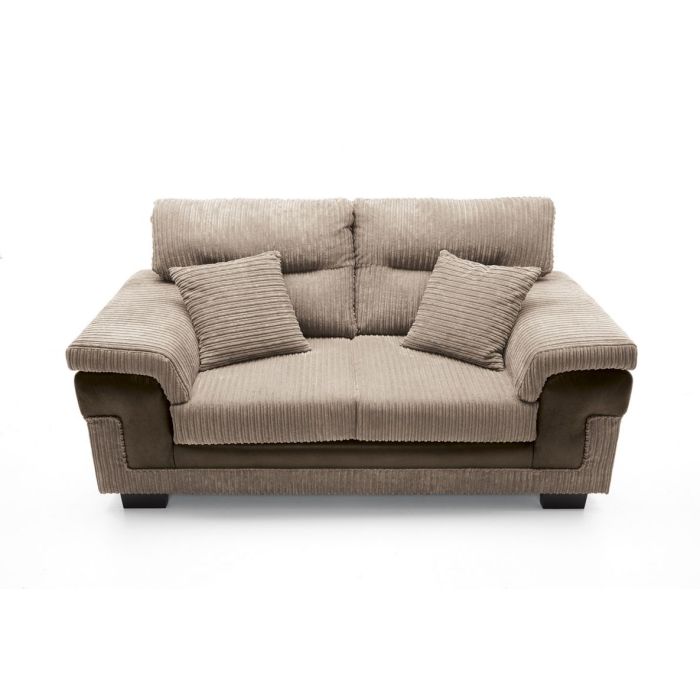 FURCO Nathaniel Chenille Brown 2-Seater Sofa with Plush Cushions and Solid Wooden Frame