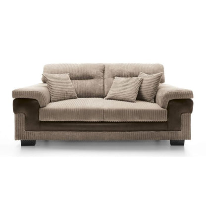 FURCO Nathaniel Brown Fabric 3-Seater Sofa with Solid Wood Frame and Extra Comfort Cushions