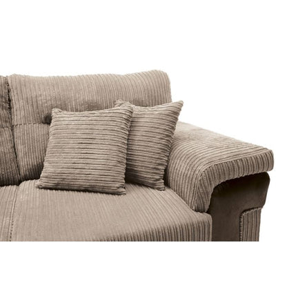 FURCO Nathaniel Brown Fabric 3-Seater Sofa with Solid Wood Frame and Extra Comfort Cushions