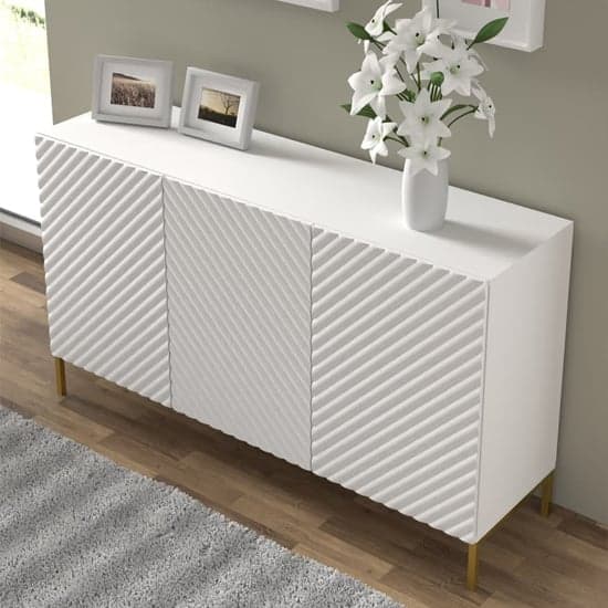 Sanford Wooden Sideboard Large With 3 Doors In White