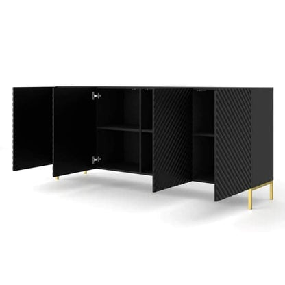 Sanford Wooden Sideboard Large With 4 Doors In Black