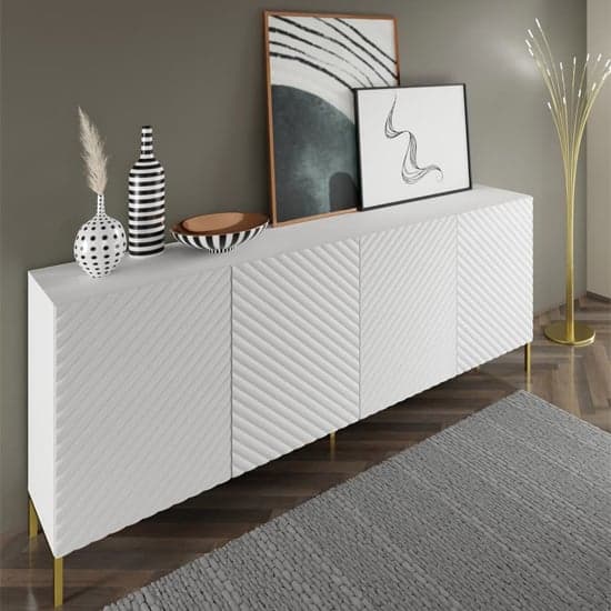 Sanford Wooden Sideboard Large With 4 Doors In White