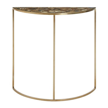 Sauna Half Moon Black Agate Console Table With Gold Frame