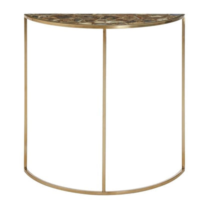 Sauna Half Moon Black Agate Console Table With Gold Frame